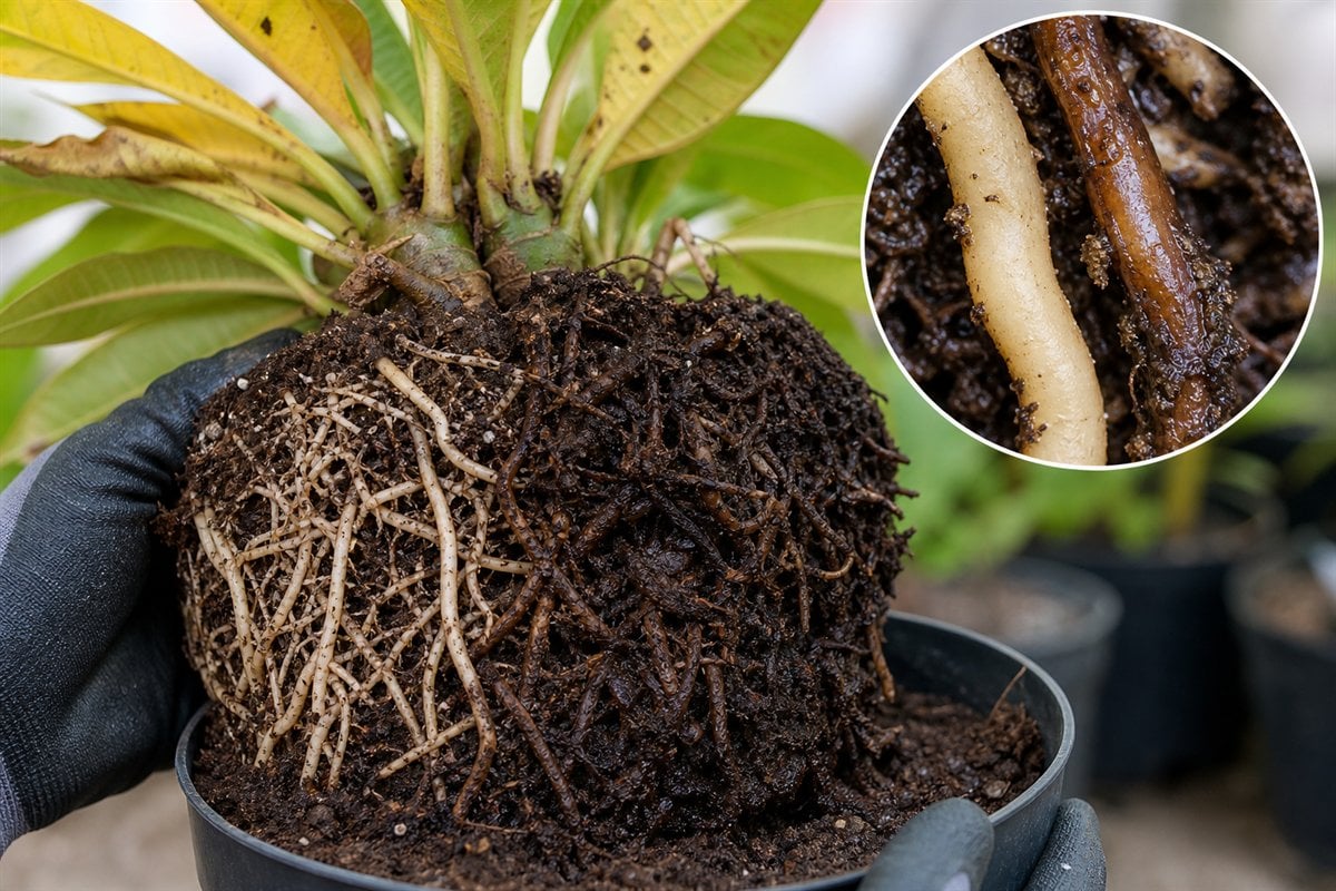 Plumeria reference showing root rot