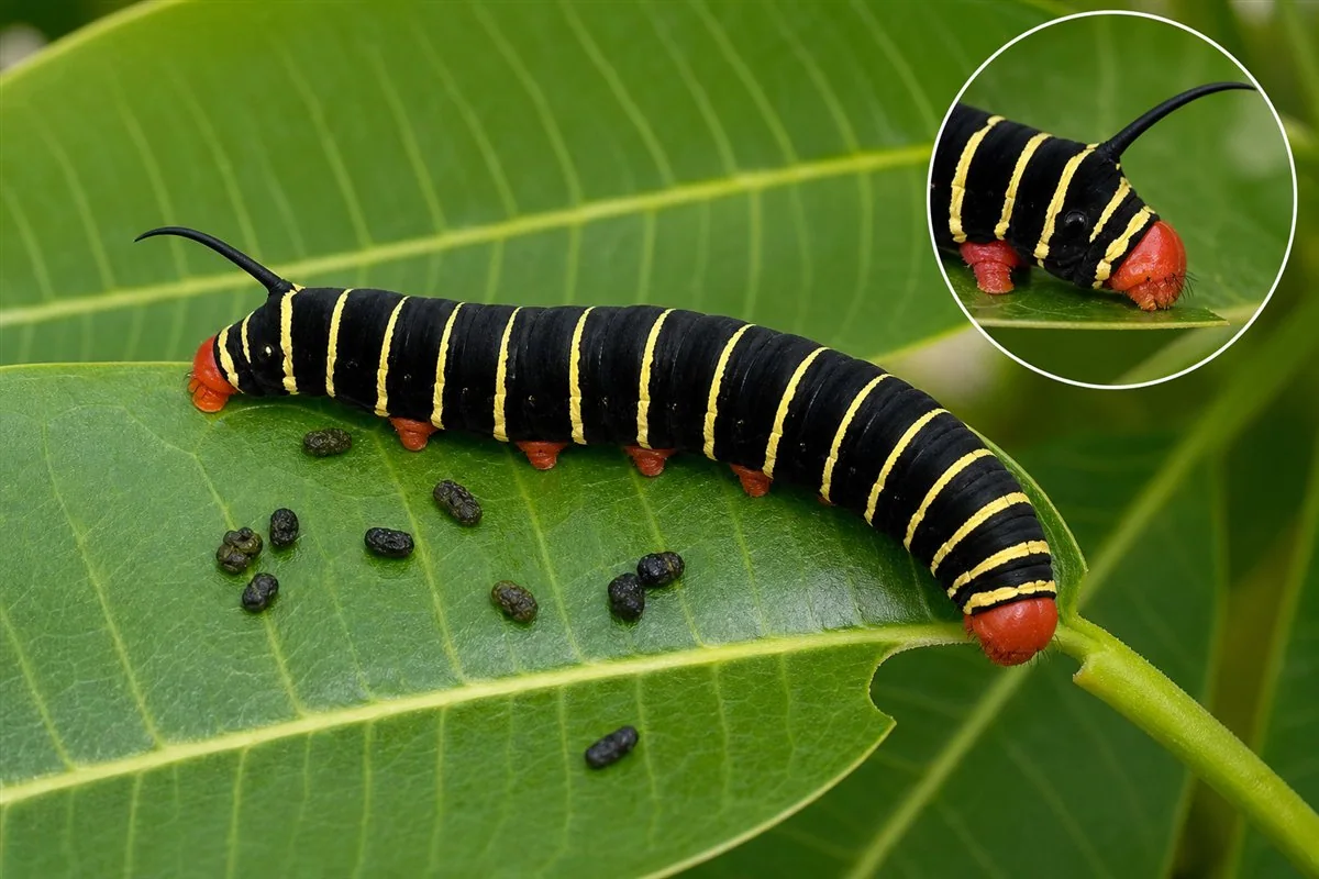 Plumeria reference showing chewing damage