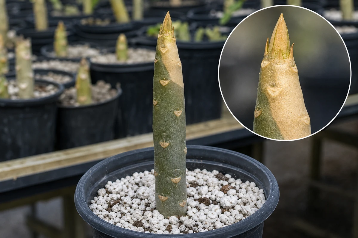 Sun, heat, or cold exposure injury on a rooting plumeria cutting
