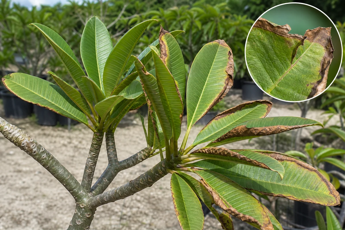 Wind and dry-air desiccation on plumeria leaves